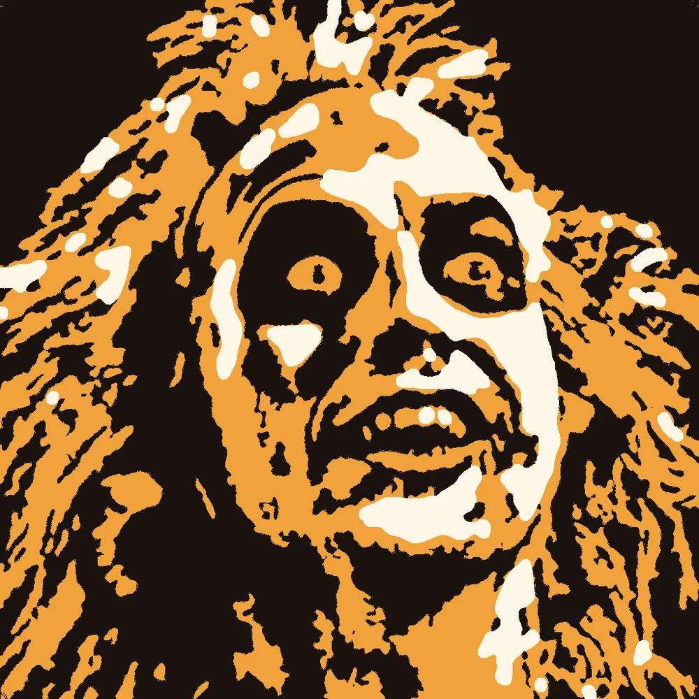 The Beetlejuice stencil in three tones: cut through, shave and leave the skin