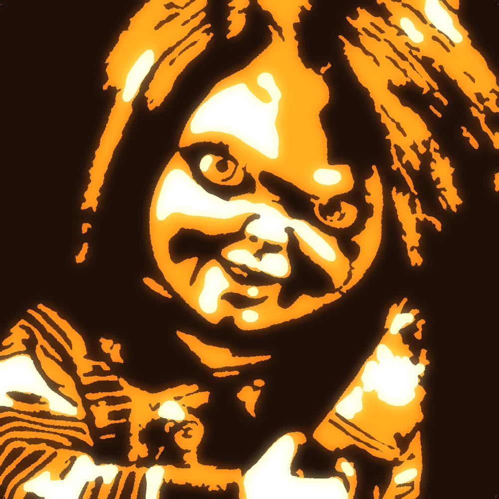 How the Chucky stencil glows by candlelight