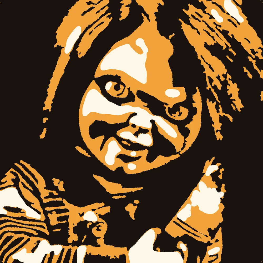 The Chucky stencil in three tones: cut through, shave and leave the skin