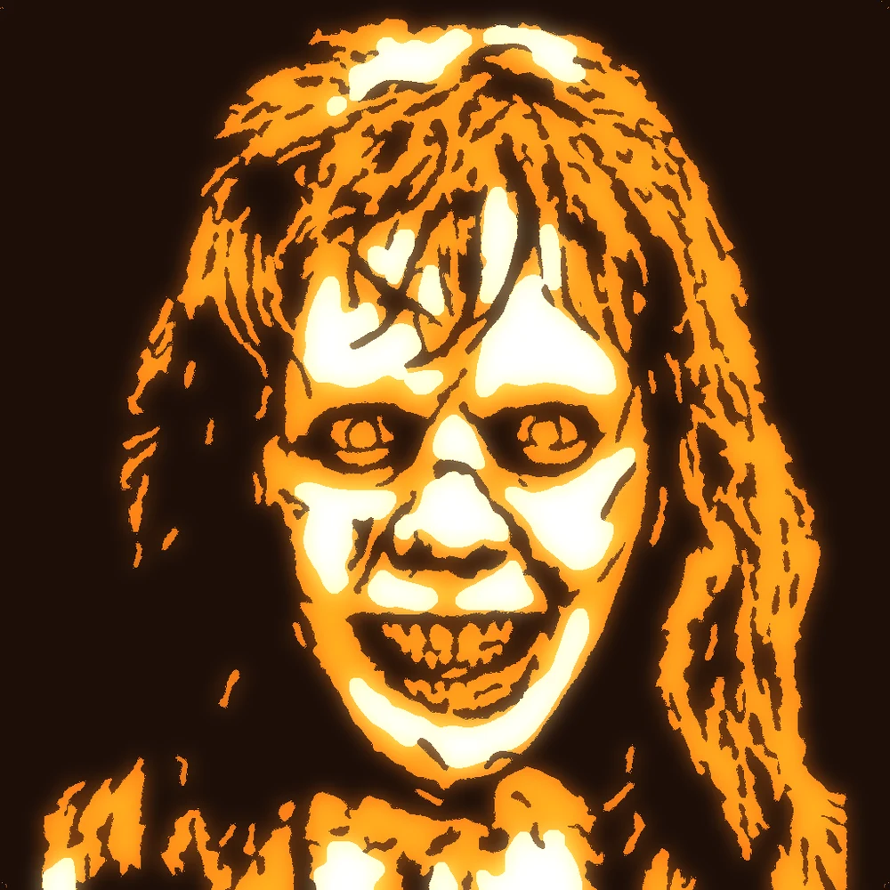 How the The Exorcist stencil glows by candlelight