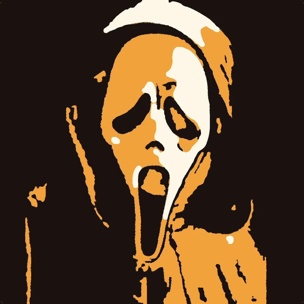 The Ghostface stencil in three tones: cut through, shave and leave the skin