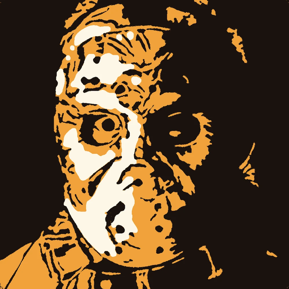 The Jason Voorhees stencil in three tones: cut through, shave and leave the skin